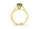Yellow gold Fancy Green Round  Solitaire Engagement Ring with Four-Prong Setting and Tapered Band_6