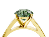 Yellow gold Fancy Green Round  Solitaire Engagement Ring with Four-Prong Setting and Tapered Band_7