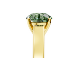 Yellow gold Fancy Green Round  Solitaire Engagement Ring with Four-Prong Setting and Tapered Band_8