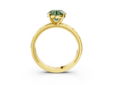 Yellow gold Fancy Green Round  Solitaire Engagement Ring with Scrollwork Band and Four-Prong Setting_138