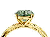 Yellow gold Fancy Green Round  Solitaire Engagement Ring with Scrollwork Band and Four-Prong Setting_139
