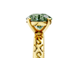 Yellow gold Fancy Green Round  Solitaire Engagement Ring with Scrollwork Band and Four-Prong Setting_140