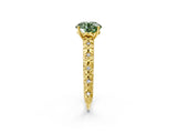 Yellow gold Fancy Green Round  Solitaire Floral Milgrain Engagement Ring_33