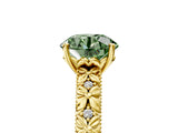Yellow gold Fancy Green Round  Solitaire Floral Milgrain Engagement Ring_36