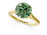 Yellow gold Fancy Green Round  Solitaire Heart Prong Engagement Ring with Tapered Band_55