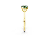 Yellow gold Fancy Green Round  Solitaire Heart Prong Engagement Ring with Tapered Band_56