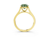 Yellow gold Fancy Green Round  Solitaire Heart Prong Engagement Ring with Tapered Band_57