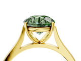 Yellow gold Fancy Green Round  Solitaire Heart Prong Engagement Ring with Tapered Band_58
