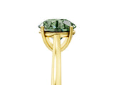 Yellow gold Fancy Green Round  Solitaire Heart Prong Engagement Ring with Tapered Band_59