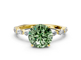 Yellow gold Fancy Green Round  Solitaire Marquise Side Stone Prong Setting Ring_44