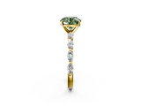Yellow gold Fancy Green Round  Solitaire Marquise Side Stone Prong Setting Ring_46