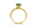 Yellow gold Fancy Green Round  Solitaire Marquise Side Stone Prong Setting Ring_47