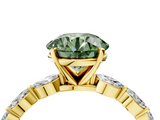 Yellow gold Fancy Green Round  Solitaire Marquise Side Stone Prong Setting Ring_48