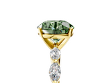 Yellow gold Fancy Green Round  Solitaire Marquise Side Stone Prong Setting Ring_49