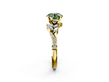 Yellow gold Fancy Green Round  Solitaire Marquise Twist Band with Six-Prong Setting_47
