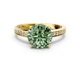 Yellow gold Fancy Green Round  Solitaire Pavé Band Prong Setting Ring_20