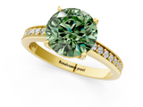 Yellow gold Fancy Green Round  Solitaire Pavé Band Prong Setting Ring_21