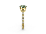 Yellow gold Fancy Green Round  Solitaire Pavé Band Prong Setting Ring_22
