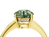Yellow gold Fancy Green Round  Solitaire Pavé Band Prong Setting Ring_24