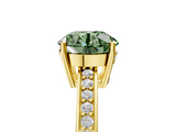 Yellow gold Fancy Green Round  Solitaire Pavé Band Prong Setting Ring_25