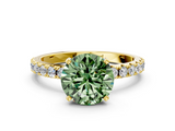 Yellow gold Fancy Green Round  Solitaire Pavé Band with Four-Prong Setting_154