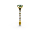 Yellow gold Fancy Green Round  Solitaire Pavé Band with Four-Prong Setting_156