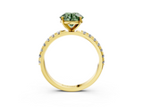 Yellow gold Fancy Green Round  Solitaire Pavé Band with Four-Prong Setting_157