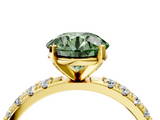 Yellow gold Fancy Green Round  Solitaire Pavé Band with Four-Prong Setting_158