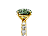 Yellow gold Fancy Green Round  Solitaire Pavé Band with Four-Prong Setting_159