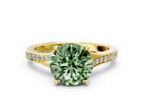 Yellow gold Fancy Green Round  Solitaire Pavé Band with Four-Prong Setting_44