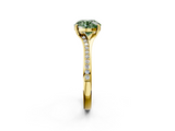 Yellow gold Fancy Green Round  Solitaire Pavé Band with Four-Prong Setting_46