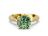 Yellow gold Fancy Green Round  Solitaire Pavé Diamond Engagement Ring with Four-Prong Setting_119