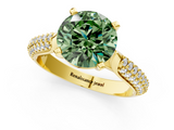 Yellow gold Fancy Green Round  Solitaire Pavé Diamond Engagement Ring with Four-Prong Setting_120