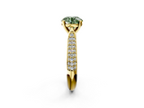Yellow gold Fancy Green Round  Solitaire Pavé Diamond Engagement Ring with Four-Prong Setting_121