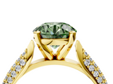 Yellow gold Fancy Green Round  Solitaire Pavé Diamond Engagement Ring with Four-Prong Setting_123