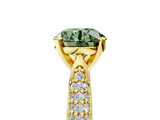 Yellow gold Fancy Green Round  Solitaire Pavé Diamond Engagement Ring with Four-Prong Setting_124