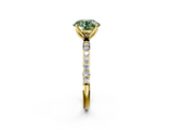 Yellow gold Fancy Green Round  Solitaire Pavé Diamond Engagement Ring with Four-Prong Setting_26