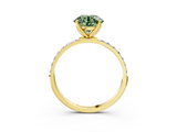 Yellow gold Fancy Green Round  Solitaire Pavé Diamond Engagement Ring with Four-Prong Setting_27