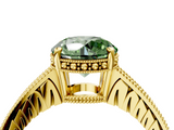 Yellow gold Fancy Green Round  Solitaire Pavé Diamond Milgrain Engagement Ring with Four-Prong Setting_7
