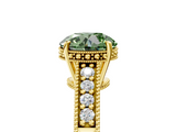 Yellow gold Fancy Green Round  Solitaire Pavé Diamond Milgrain Engagement Ring with Four-Prong Setting_8