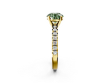Yellow gold Fancy Green Round  Solitaire Pave Diamond Engagement Ring with Four-Prong Setting_186