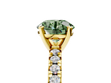 Yellow gold Fancy Green Round  Solitaire Pave Diamond Engagement Ring with Four-Prong Setting_189