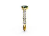 Yellow gold Fancy Green Round  Solitaire Pave Diamond Engagement Ring with Prong Setting_22