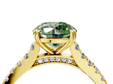 Yellow gold Fancy Green Round  Solitaire Pave Diamond Engagement Ring with Prong Setting_24