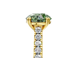 Yellow gold Fancy Green Round  Solitaire Pave Diamond Engagement Ring with Prong Setting_25