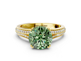 Yellow gold Fancy Green Round  Solitaire Pave Split Shank Engagement Ring with Six-Prong Setting_32
