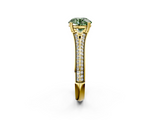 Yellow gold Fancy Green Round  Solitaire Pave Split Shank Engagement Ring with Six-Prong Setting_34
