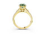 Yellow gold Fancy Green Round  Solitaire Pave Split Shank Engagement Ring with Six-Prong Setting_35