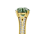 Yellow gold Fancy Green Round  Solitaire Pave Split Shank Engagement Ring with Six-Prong Setting_37