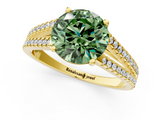 Yellow gold Fancy Green Round  Solitaire Split Shank Pavé Diamond Engagement Ring_392